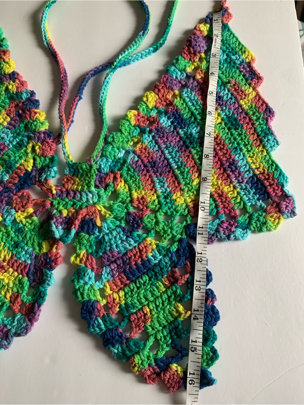 Handmade Multicolor Rainbow Crochet Butterfly Halter Top - Picture 3 of 4